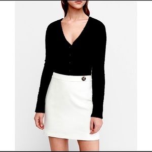 NEW NWT | High Waisted White Button Tab Mini Skirt Fully Lined | Size 10